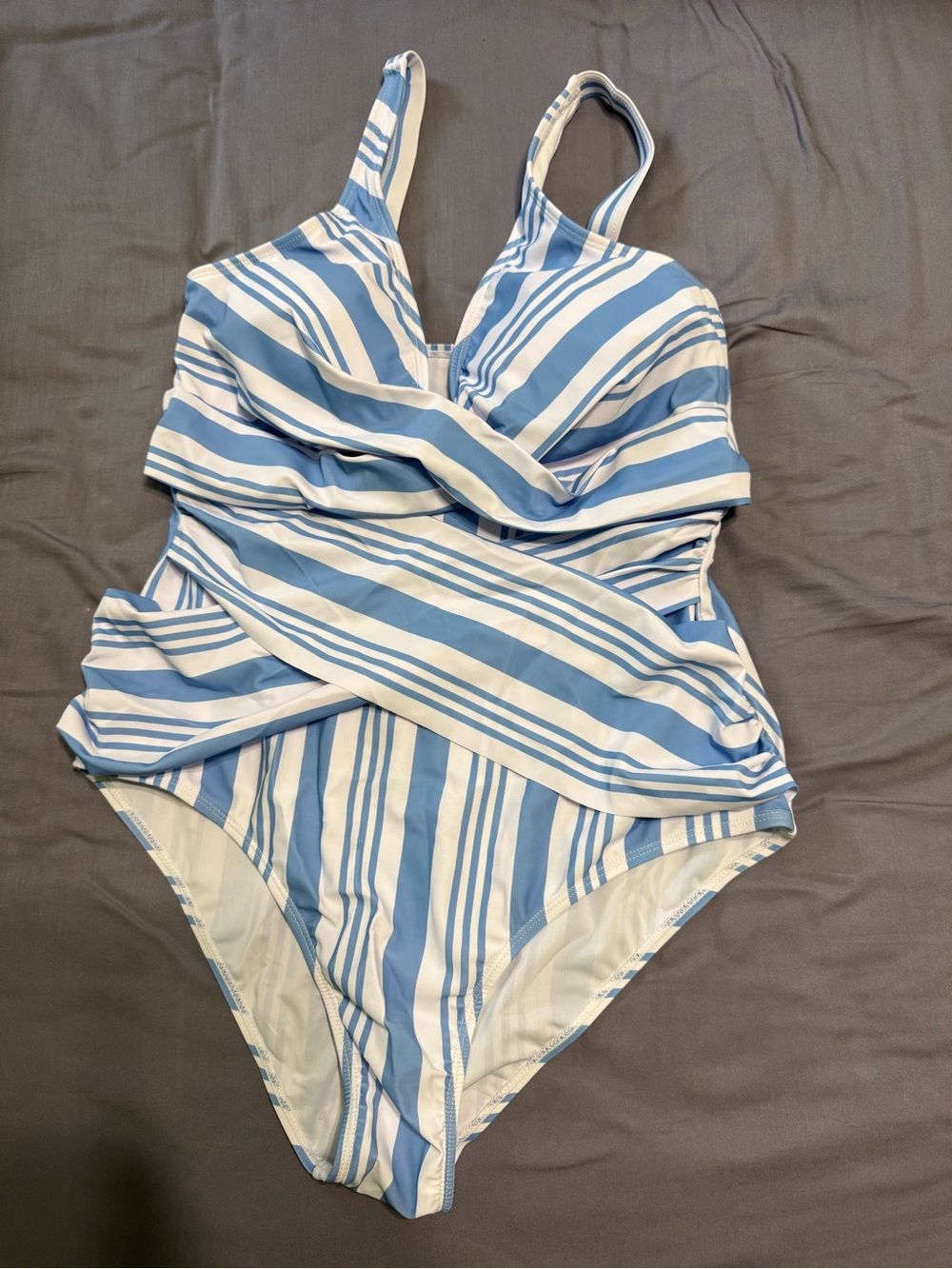 Blue and White Stripe Women’s One-Piece Swimsuit